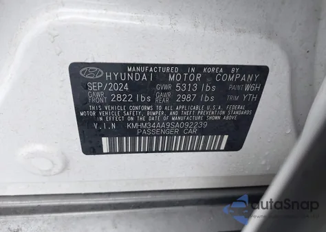 2025 Hyundai Ioniq 6 Sel z USA, uszkodzony, nr VIN KMHM34AA9SA092239